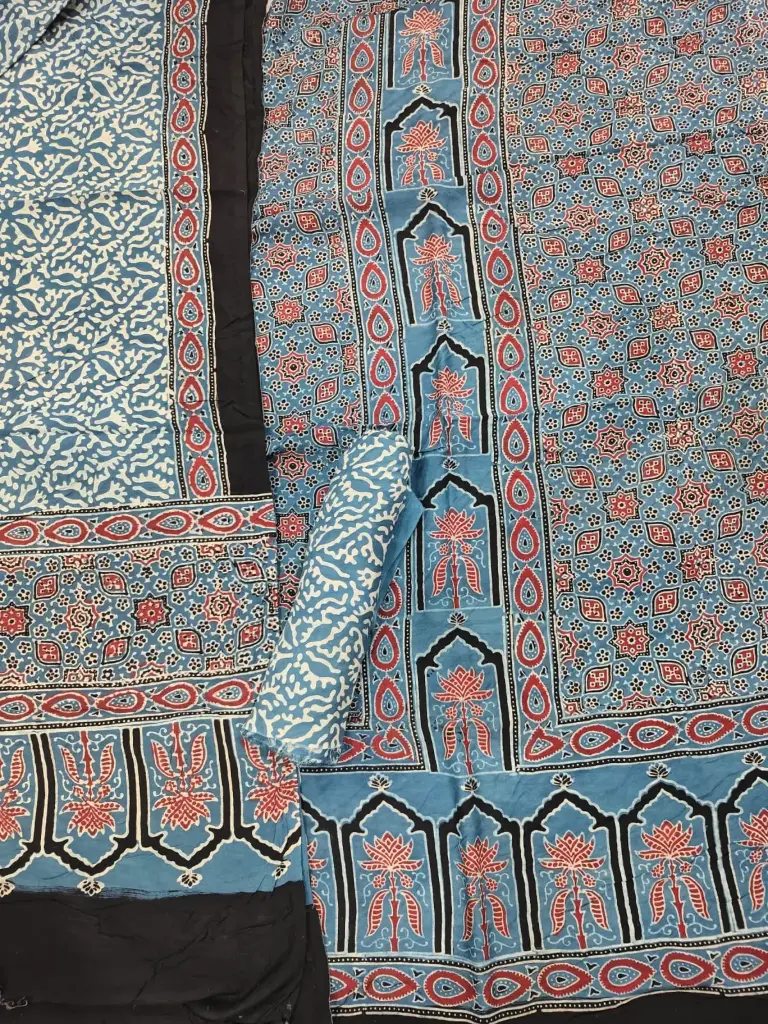 Natural dyed handblock printed 3 pic suit